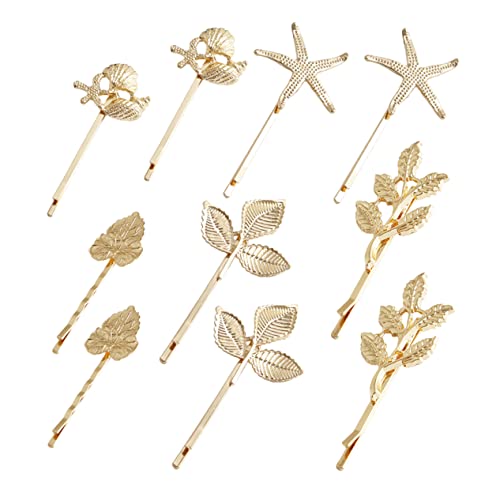 Beaupretty 10st Retro-haarnadeln Vintage Bobby Pins Für Frauen Blattgold Minimalistischer Bobby Clip-haarspangen Aus Blattgold Vintage Bobby Pins Für Haare Fräulein Seitenclip Metall von Beaupretty