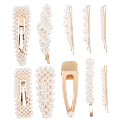 Beaupretty 10 Stück Perlen-haarspangen-set Frauen Haarnadel Damen Styling Mädchen Haarklammer Form Haarschmuck Kleine Haarspangen Frauen Kopfschmuck Acryl Weiß von Beaupretty