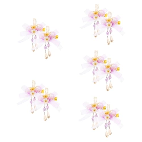 Beaupretty 10 Stk Quaste Haarspange Blumenkopfschmuck Hochzeitshaarspangen Für Bräute Haarschmuck Für Frauen Haarschmuck Für Kinder Malvenfarbenes Band Fräulein Quastenclip Hanfu von Beaupretty