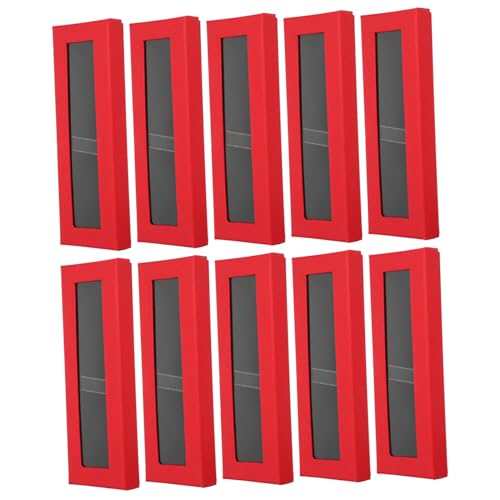 Beaupretty 10 Stück Rote Stiftboxen Geschenkverpackung mit Sichtfenster Transparente Aufbewahrungsbox für Stifte Robuste und Verpackung für Geburtstage und Besondere Anlässe von Beaupretty