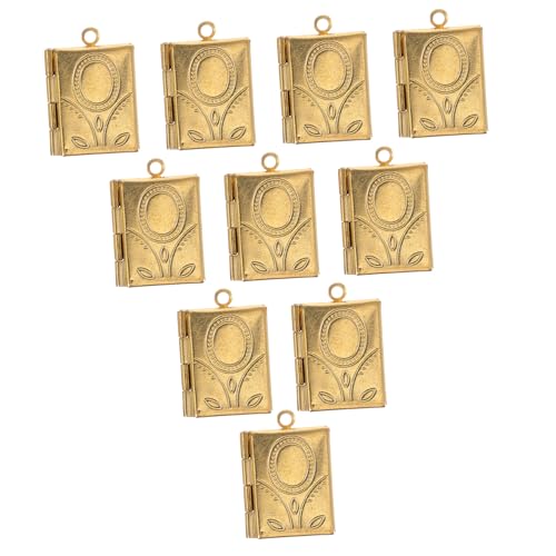 Beaupretty 10 Stück Teiliges Buchanhänger Reinem Kupfer Rechteckige Medaillon Charms für Schmuckherstellung Praktische Foto und Taschenuhranhänger Eleganter DIY Schmuckzubehör für Halsketten von Beaupretty