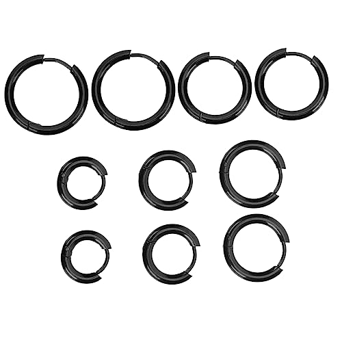 Beaupretty 10 Stück Teiliges Creolen Ohrringe Hypoallergene Runde Metall Ohrringe für Damen Schwarz Schmuck für von Beaupretty