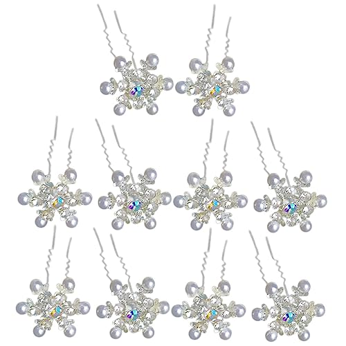 Beaupretty 10 Stück Teiliges U Förmiges Haarnadel mit Schneeflocken Design Perlen und Kristallbesatz Eleganter Brautschmuck für Hochzeit Brautjungfern und Festliche Frisuren von Beaupretty