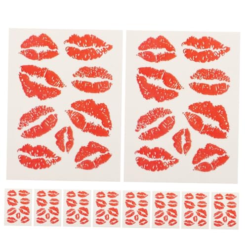 Beaupretty 10stücke Lippen-aufkleber Fürs Gesicht Rote Lippentattoos Zum Aufkleben Wasserdichte Temporäre Tattoos Für Körper Lippenstift-aufkleber Party-dekoration Für Valentinstag von Beaupretty