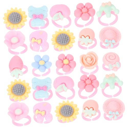 Beaupretty 100 Stück Teiliges Ring Verstellbare Cartoon Blumenringe für Mädchen Bunte Schmuckspielzeuge für Geburtstagsfeiern Verkleidung und Alltag Geeignet für Kleine Mädchen und von Beaupretty