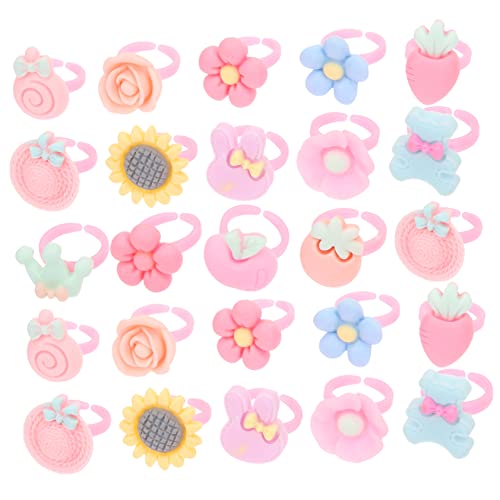 Beaupretty 100 Stück Teiliges Ringe Blumenmotive Verstellbar Mädchen Schmuck Party Deko für Jahre Mädchen Pretend Play Kleid Up Accessoire von Beaupretty