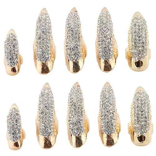 Beaupretty 10stücke Strass-nagelringe Schmuck Strass-fingernagelkralle Für Frauen Und Männer Vintage-fingerkrallen Retro-krallenring Mit Strasssteinen Geeignet Für Halloweenkostüme Und von Beaupretty