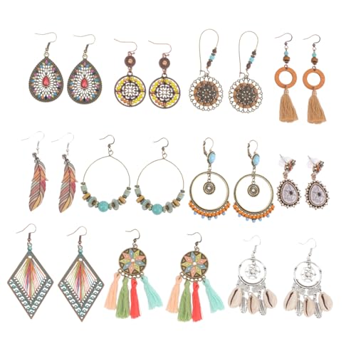 Beaupretty 11 Paare Boho Ohrringe Damen Hängend Tassel Ohrschmuck Ethno Stil Geometrisch Tropfen Leicht und Langlebig Für Alltag Hochzeit Reise und Party von Beaupretty