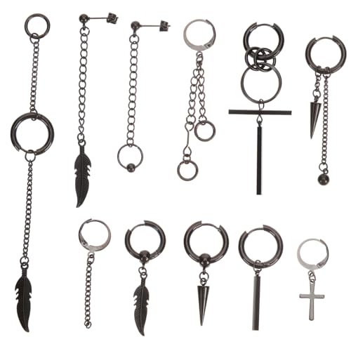 Beaupretty 11 Stück Teiliges Ohrschmuck Herren Damen Schwarze Klapp Creolen und Ohrclips Ohrringe Ohrlöcher für Alltag Vielseitig Kombinierbar Verarbeitet von Beaupretty