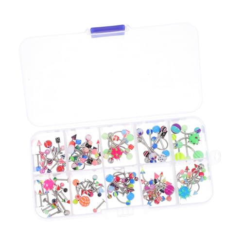 Beaupretty 110 Stück Teiliges Bunte Zungenringe Nasenstecker Körperschmuck Verschiedene Formen Langlebig Modisch für Damen Herren Party Tanz Zubehör von Beaupretty