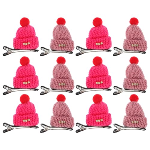 Beaupretty 12 Kleine Hut-Haarspangen Für Weihnachten Kleine Hut-Haarspange Mini-Hut-Haarspangen Weihnachtsmann-Hut-Haarspangen Für Mädchen Rosa Und Rosa von Beaupretty