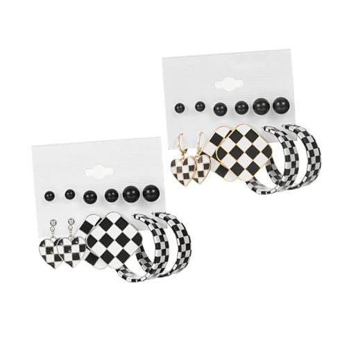 Beaupretty 12 Paare Damen Ohrhänger Kariert Schachbrettmuster Modisch Leicht Kombinierbar Für Alltag Casual Und Festliche Anlässe von Beaupretty