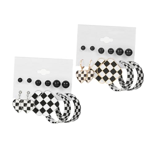 Beaupretty 12 Paare Damen Ohrringe Geometrische Schwarz Weiße Kariert Gestreift Leichte Ohrstecker für Alltag Festival Geschenkidee Vielseitig Kombinierbar von Beaupretty