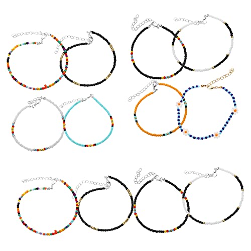 Beaupretty 12 Stck. Teiliges Farbenfrohe Perlen Fußkette für Damen Mehrlagiges Wasserfestes Boho Schmuckstück für Strandpartys und Besondere Anlässe von Beaupretty