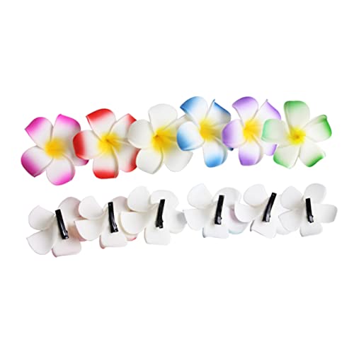 Beaupretty 12 Stk Hawaii- Haarspange Plumeria-haarschmuck Plumeria-blumenclip Hawaiianische Blumenhaarnadel Hawaiianische Blumen Für Haare Tropische Frangipani Knopf Strand von Beaupretty