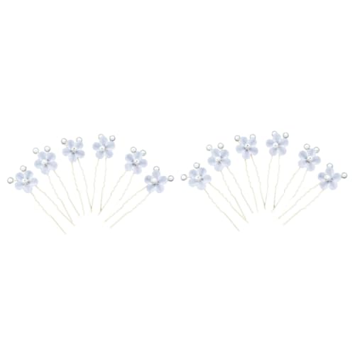 Beaupretty 12 Stk Hochzeit Haarspange Haarschmuck für Damen Hochzeitshaarschmuck für Frauen Hochzeit Blumenhaar Haarspangen Haarklammer Haarnadel die Blumen Kopfbedeckung Brautjungfer Weiß von Beaupretty