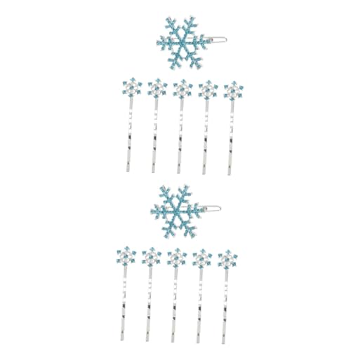 Beaupretty 12 Stk Strass-schneeflocke-haarspangen Hochzeitskopfschmuck Für Die Braut Schneeflockenhaar Blau Stern Kopfschmuck Weihnachts-haarschmuck Schnee-haarnadeln Mischen Knopf Kind von Beaupretty