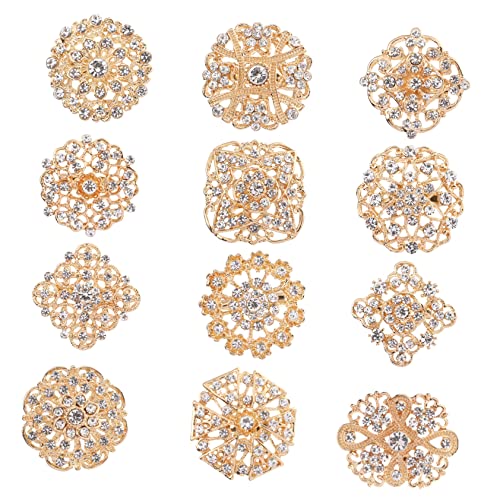 Beaupretty 12 Stück Broschen für Hochzeiten Anstecknadeln mit Klaren Strasssteinen für Diy Bouquets Festliche Dekorationen Goldfarbe von Beaupretty