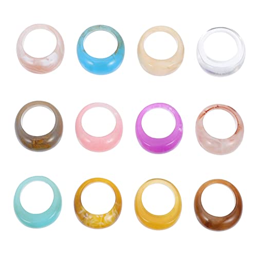 Beaupretty 12 Stück Buntes Teiliges Dicken Vintage Ringen Resin Unisex Schmuck für Verschiedene Anlässe und Outfits Perfektes für Freunde und Familie von Beaupretty