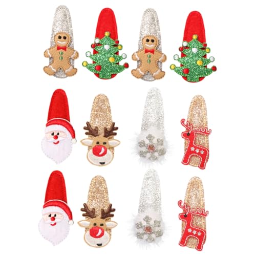 Beaupretty 12st Weihnachten Haarnadel Kinder Bb Clip Pailletten Geweih Weihnachtsbaum Kopfschmuck Schneemann-haarspange Lebkuchen-haarnadel Santa Barrete Metall Blitz Fräulein Krawatte von Beaupretty