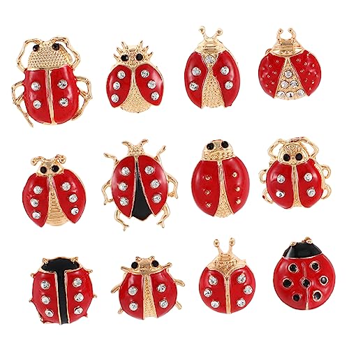 Beaupretty 12 Stück Insektenbrosche Mädchen Brosche Tierbroschen Dame Broschennadel Tiernadel Marienkäfer-Pin Frau Brosche Pin Schmuck Marienkäfer-Broschen Marienkäferschmuck Ansteckbrosche von Beaupretty