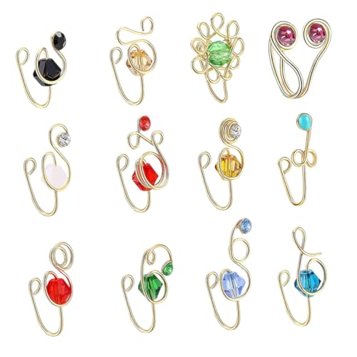 Beaupretty 12 Stück Teiliges Afrikanische Fake Nose mit Funkelnden Strasssteinen Schmerzfreie Nasenmanschette Piercing Modischer Nasenschmuck für Damen für Alltag und Party von Beaupretty