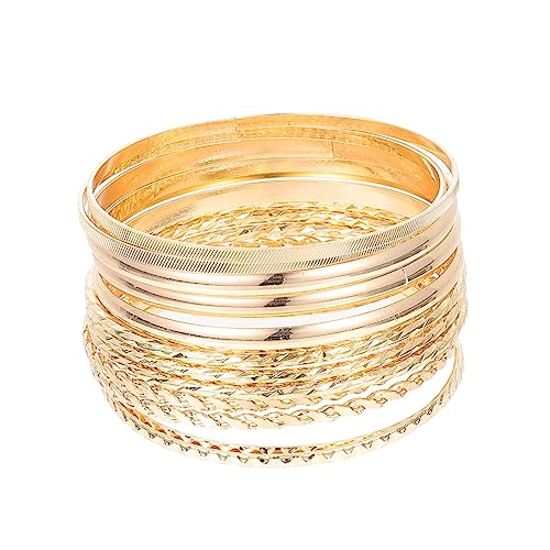 Beaupretty 12 Stück Teiliges Boho Armband aus Goldfarbenem Legierungsmetall für Damen Mehrlagige Festival Armreifen Langlebig Stilvoller Armschmuck für Freizeit und Besondere Anlässe von Beaupretty