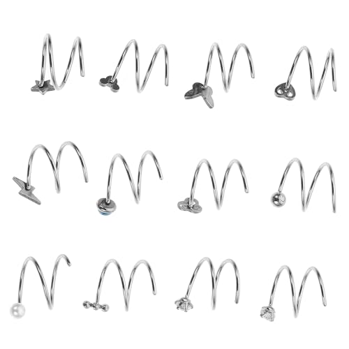 Beaupretty 12 Stück Teiliges Edelstahl Doppelspiral Nasenringe Damen Nasenschmuck Multifunktionale Nasenpiercings Modische Nasenornamente für Mehrere Piercings und Gesichtsschmuck von Beaupretty