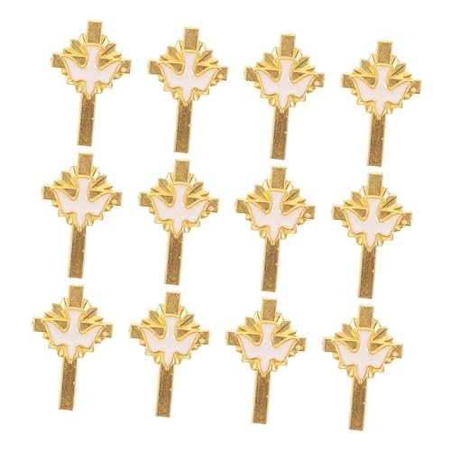 Beaupretty 12 Stück Teiliges Kreuz und Tauben Broschen Emaille Legierung Symbolische Religiöse Anstecknadeln für Rucksäcke Kleidung Taschen und Festliche Anlässe Vintage Fein Verarbeitet von Beaupretty