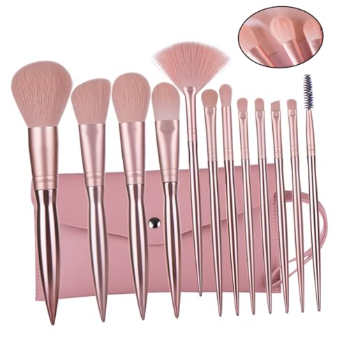 Beaupretty 12 Stück Teiliges Make up Pinselset Rosegold mit Kunststoffgriff Dicht Gebundene Kosmetikpinsel für Damen Inklusive Tragbarer Tasche für Professionelles und Tägliches Schminken von Beaupretty