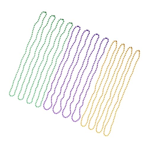 Beaupretty 12 Stück Teiliges Mardi Gras Perlenketten in Grün Gelb Bunte Karneval Halsketten für Party Festival Robuste Schmuckkette für Kostüm und Festliche Dekoration von Beaupretty