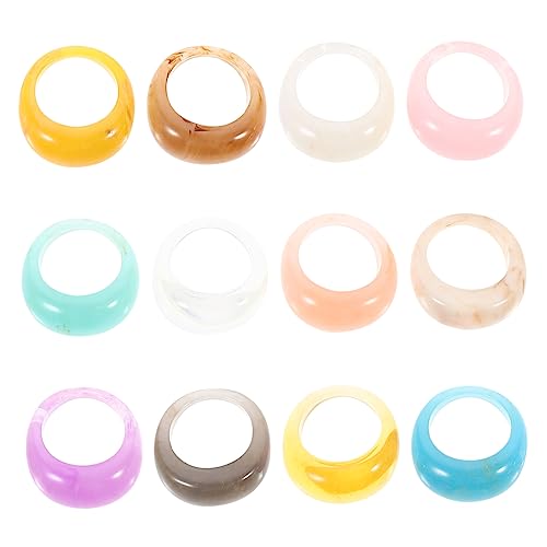 Beaupretty 12 Stück Teiliges Set Retro Acrylringen für Frauen Chunky Harz Fingerringe mit Funkelnden Diamanten für Besondere Anlässe und von Beaupretty