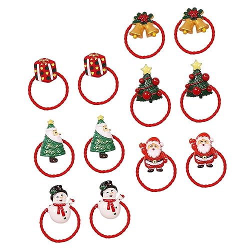 Beaupretty 12 Stück Teiliges Set Weihnachts Haargummis Elastisch Weihnachtliche Haarbänder mit Weihnachtsmann Baum und Schneemann Bequemes Haarschmuck Set für Mädchen und Damen Festliche von Beaupretty