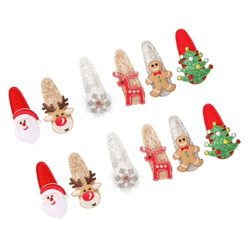 Beaupretty 12 Stück Teiliges Weihnachts-Haarclip Glitzer Festliche Haarklammern in Verschiedenen Designs Langlebige Stoffmaterialien Fester Sitz für Damen und Mädchen zu Weihnachtsfeiern und von Beaupretty