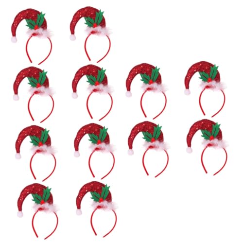 Beaupretty 12 Stk Weihnachten Gebogener Hut Stirnband Weihnachtshaarband Für Kinder Geweih Weihnachtsfeiertags-stirnband Weihnachtszwergmützen Kleidung Stoff Baby Feder Dekorationen von Beaupretty