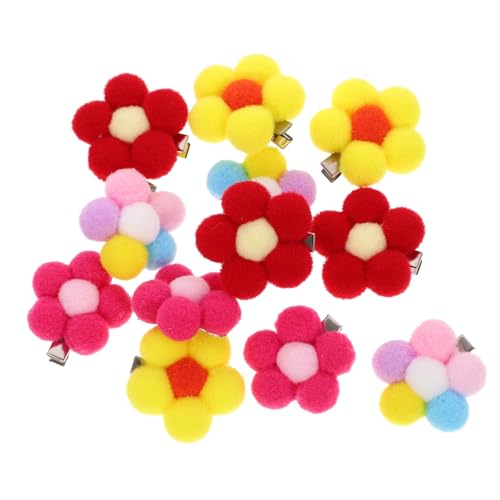 Beaupretty 12St Blumenkugel-Haarspangen Haarspangen mit Blumenmuster kinder haarspangen haarspange kinder Haar Klammern Haarbänder Haarspangen für Bommel-Haarspangen für von Beaupretty