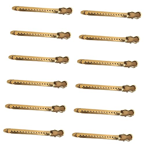 Beaupretty 12stücke Professionelle Haarklammern Aus Edelstahl Goldene Friseur-haarclips Für Styling Und Färben Rutschfeste Abteilclips Für Damen Und Salongebrauch von Beaupretty