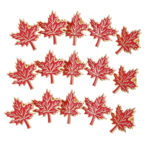 Beaupretty 15 Stück Ahornblatt -Fahne Brosche Herbstanlagerstift Ahornblatt-Schmuck Herbstblätter Brosche Maple Pin Broschen und Anstecknadeln Modeschmuck Legierung rot von Beaupretty