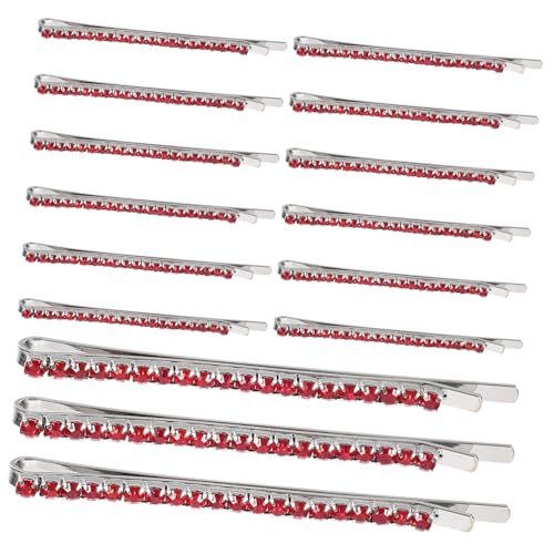 Beaupretty 15st Rote Strass-haarnadel Strass-haarnadeln Für Frauen Haarschmuck Für Frauen Rote Diamant-haarnadel Clips Für Dickes Haar Kleine Haarspangen Fräulein Bobby Strasssteine Metall von Beaupretty