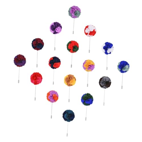 Beaupretty 16Stücke Teiliges Stoffbroschen für Blumenkragen Kreative Anstecknadeln für Anzug und Freizeitkleidung Gemischte Farben Designs für Männer und Frauen von Beaupretty