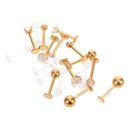 Beaupretty 18 Stück Teiliges Lippenpiercing aus Rostfreiem Metall mit Funkelnden Zirkonia Verschiedene Flacher Rücken Hypoallergen Modisches Körperschmuck Frauen und Männer von Beaupretty