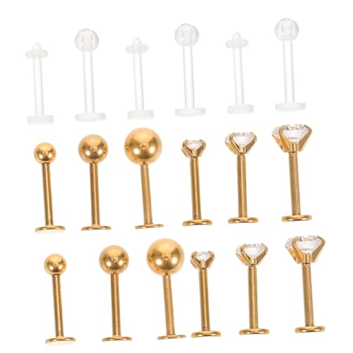 Beaupretty 18 Stück Teiliges Lippenpiercing aus rostfreiem Metall mit funkelneden Zirkonia ergonomisch komfortabel verschiedene modischer Hip hop Schmuck für Damen und Herren von Beaupretty