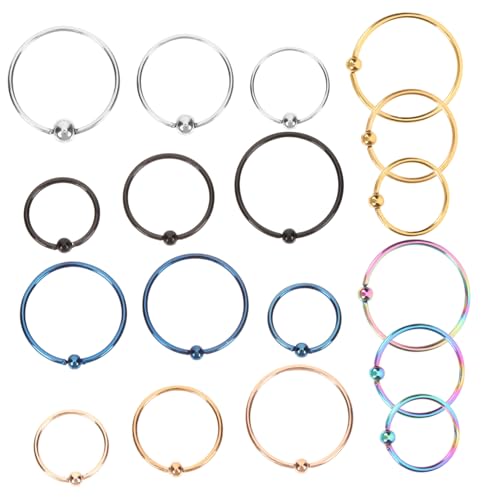 Beaupretty 18 Stück Teiliges Nasenring aus Titanstahl Kleine Nasenstecker in Silber Gold Schwarz Roségold und Blau Hautfreundlich Glatt Poliert Geeignet für Damen und Piercing Liebhaber von Beaupretty