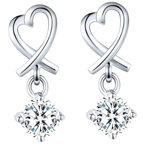 Beaupretty 1Paar Herzförmige Hangle Ohrringe für Damen Strassheizstift Ohrschmuck Ohrringe für Besondere Anlässe Stilvolle Accessoires für Mädchen und Frauen Paarweiße Farbe von Beaupretty