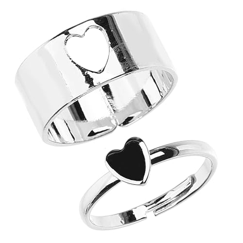 Beaupretty 1 Paar Verstellbare Herzringe Offener Ring für Paare Kleiner Damenring für Frauen Ästhetische Schmuckstücke Hochzeits und Geburtstagsgeschenke von Beaupretty