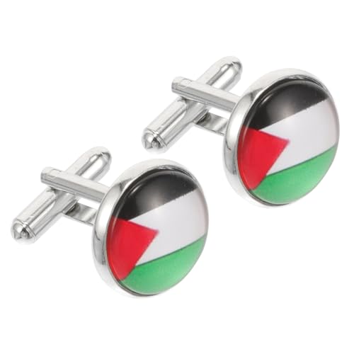 Beaupretty 1Paar Manschettenknöpfe Herren mit Palästina Flagge Modischer Hemdärmelknopf Einzigartiges Design für Besondere Anlässe Langlebig Komfortabel von Beaupretty