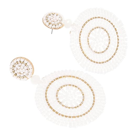 Beaupretty Gewebte Perlenohrringe für Damen Runde Tropfenohrringe Boho Style Handgefertigt Leicht Farbig für von Beaupretty