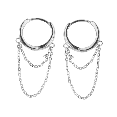 Beaupretty Stilvolle Silberne Ohrringe Mit Doppelketten Ohrhänger Modischer Damenschmuck Für Party Und Alltag Langlebig Und Praktisch von Beaupretty