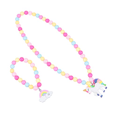 Beaupretty Teilig Bunte Kunststoffperlen Halskette Einhorn Armband Kinderschmuck Junge Mädchen Perlen Schmuck Armbänder Set Für Mädchen von Beaupretty