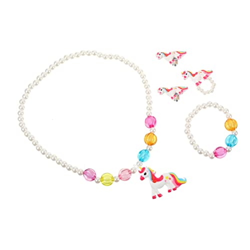 Beaupretty Einhorn Junge Mädchen Schmuckset Mit Armband Ohrringen Halskette Und Ring Für Mädchen Für Partys Und Alltag Hochwertiges Material Für Langlebigen Gebrauch von Beaupretty